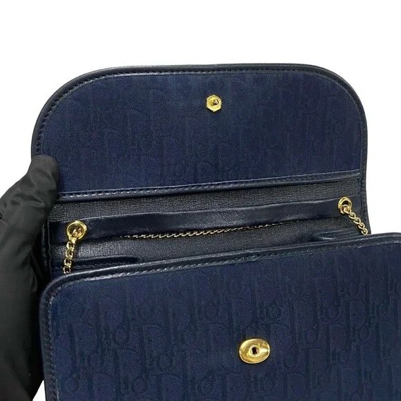 CHRISTIAN DIOR Blue Leather Trotter Shoulder Bag - Picture 8 of 9